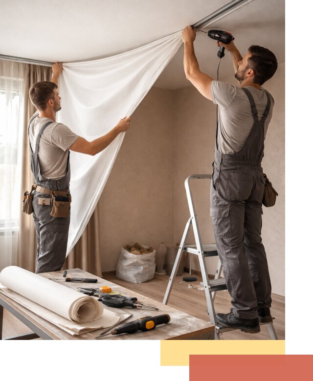 Замена полотна натяжного потолка в Гуково быстро и качественно