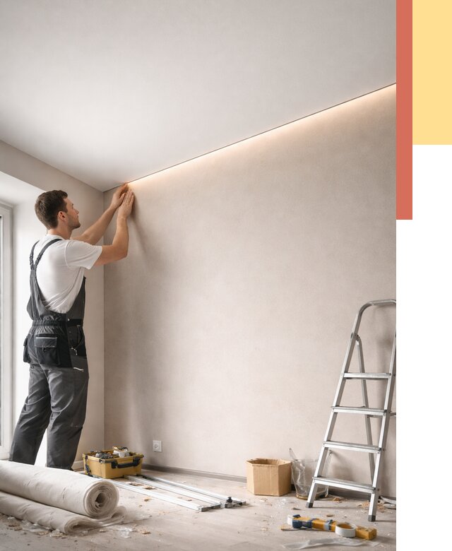 Теневые натяжные потолки в Гуково от 8418 руб. под ключ | ОТДЕЛОЧНИК-Гкв