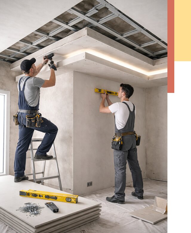 Двухуровневый потолок из гипсокартона в Гуково от 1489 руб. под ключ | ОТДЕЛОЧНИК-Гкв