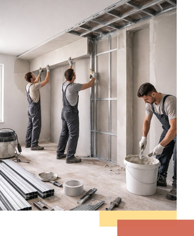 Монтаж потолка из гипсокартона с нишей в Гуково