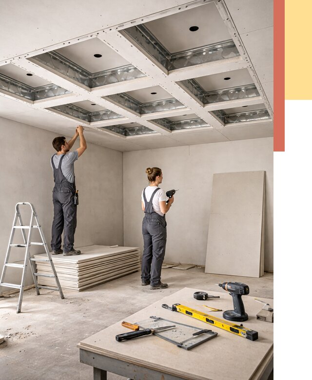 Кессонный потолок из гипсокартона в Гуково от 1899 руб. — монтаж и под ключ | ОТДЕЛОЧНИК-Гкв