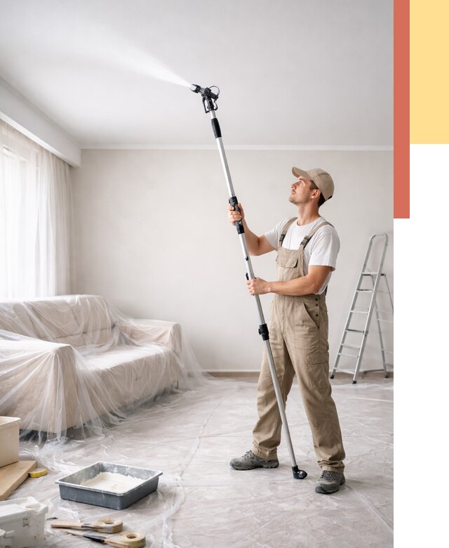 Покраска потолка краскопультом в Гуково от 4620 руб. быстро и недорого | ОТДЕЛОЧНИК-Гкв