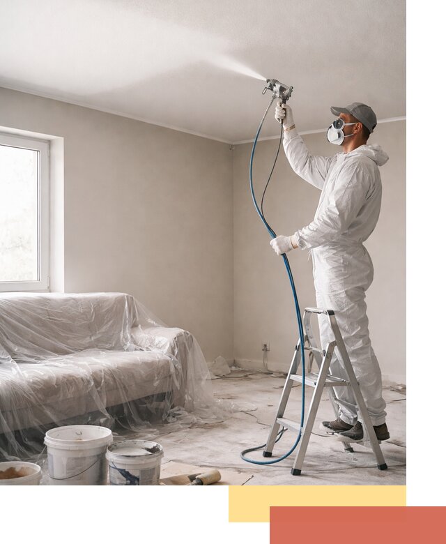 Покраска потолка краскопультом в Гуково быстро и качественно