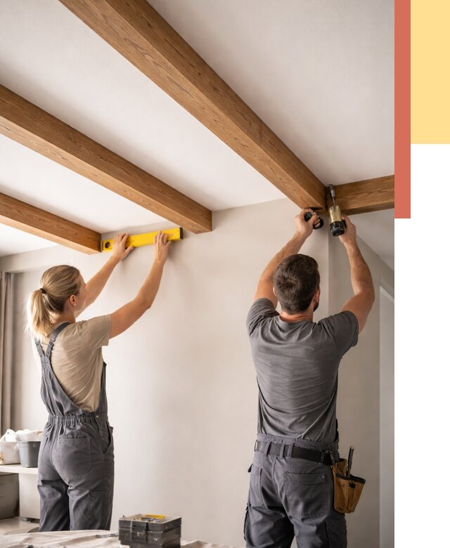 Монтаж декоративных балок на потолок в Гуково от 4312 руб. — ОТДЕЛОЧНИК-Гкв